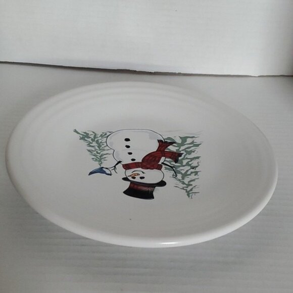 Fiestaware Fiesta 9" Snowman Bird Ceramic Luncheon Plate Classic Rim White - Picture 5 of 16
